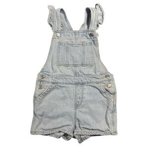 GAP Jean Shortalls Overalls Girls size 5 Years Light Wash Ruffle Spring 2025